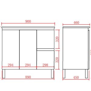 PVC Free Standing Vanity with soft closing 900 size