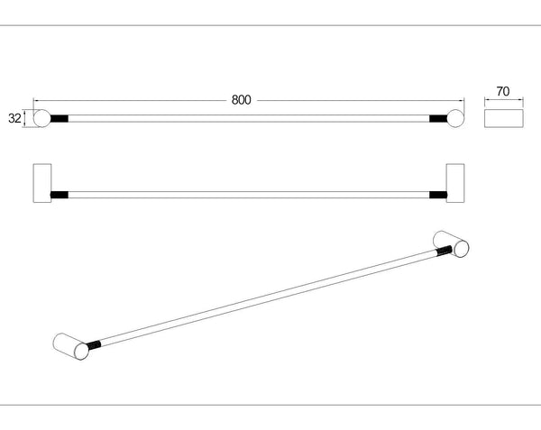 CADDENCE - 800mm Single Towel Rail