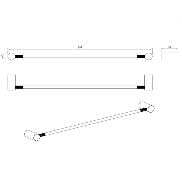 CADDENCE - 600mm Single Towel Rail