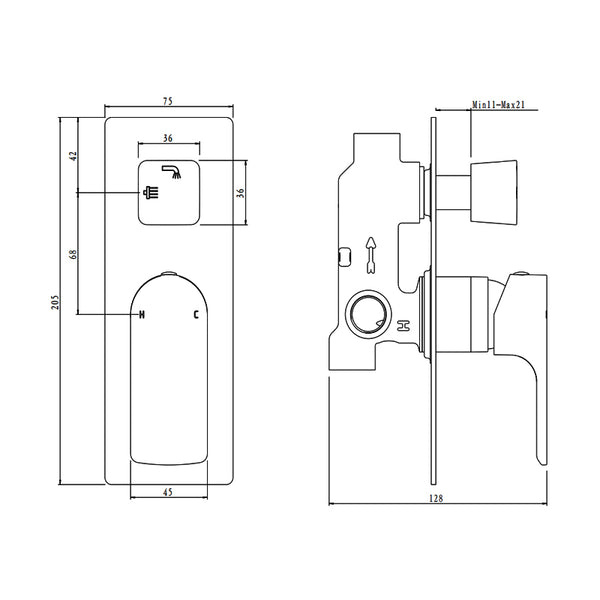 VOG - Wall Mixer With Diverter