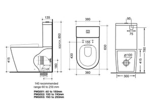 Acadia Full Rimless Wall Faced Toilet Suite