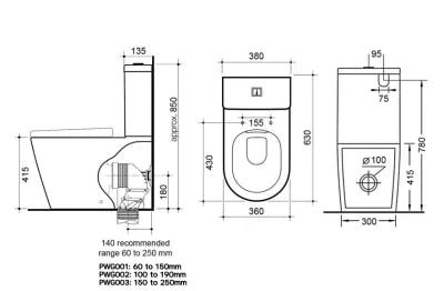 Acadia Full Rimless Wall Faced Toilet Suite