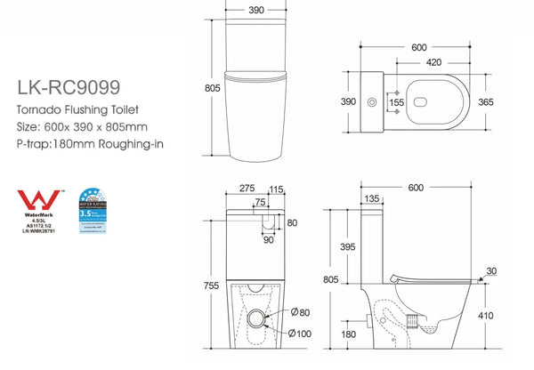Roccia Tornado Rimless Toilet Suite