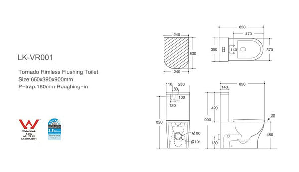 Verona Tornado Rimless Toilet Suite