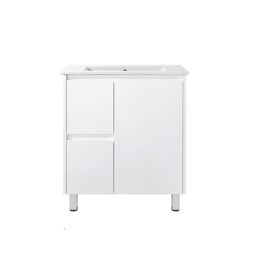 PE750L | 750mm PVC White Vanity (Left Sided Drawer)