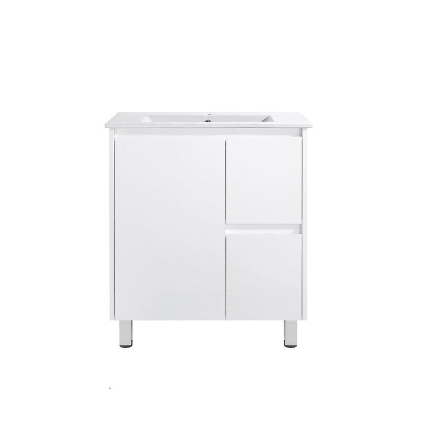 PE750R | 750mm PVC White Vanity (Right Sided Drawer)