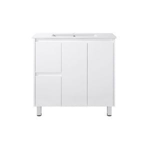 PE900L | 900mm PVC White Vanity (Left Sided Drawer)