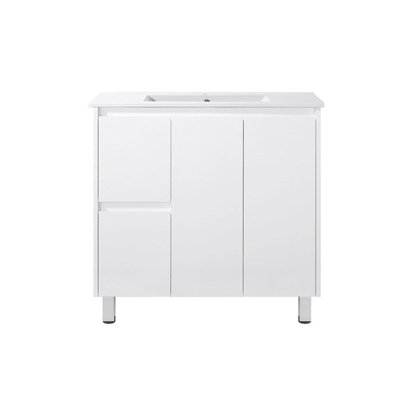 PE900L | 900mm PVC White Vanity (Left Sided Drawer)