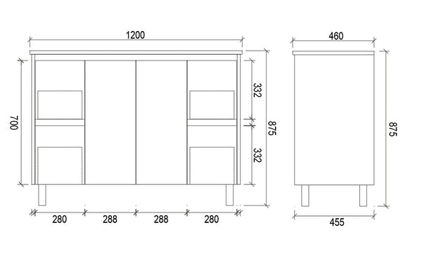 PS1200 | 1200mm PVC White Vanity