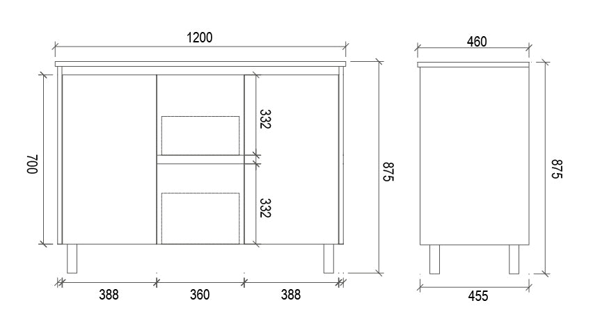 PS1200D | 1200mm PVC White Vanity (Double Bowl)
