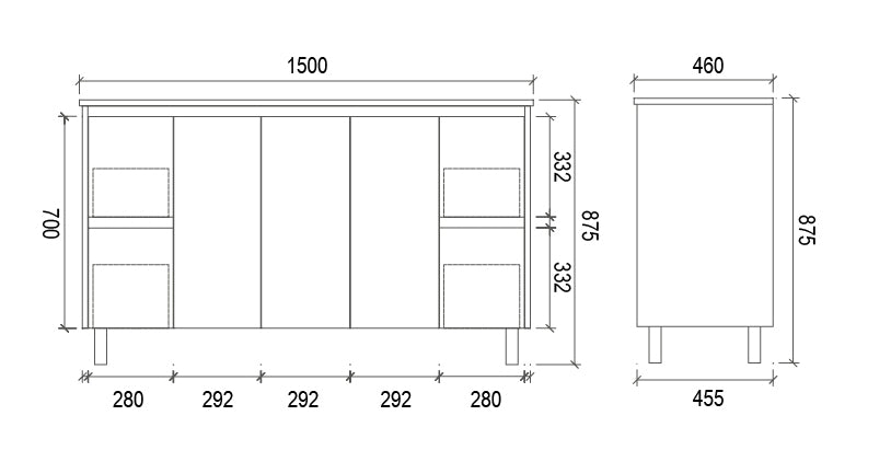 PS1500 | 1500mm PVC White Vanity