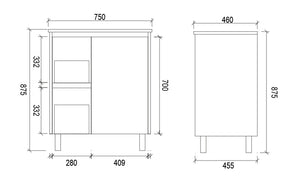 PS750L | 750mm PVC White Vanity (Left Sided Drawer)