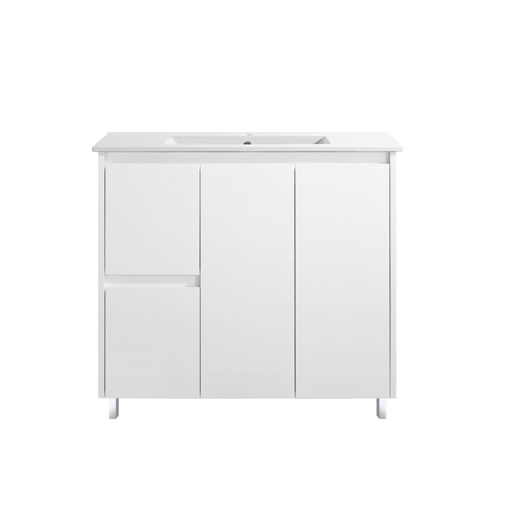 PS900L | 900mm PVC White Vanity (Left Sided Drawer)