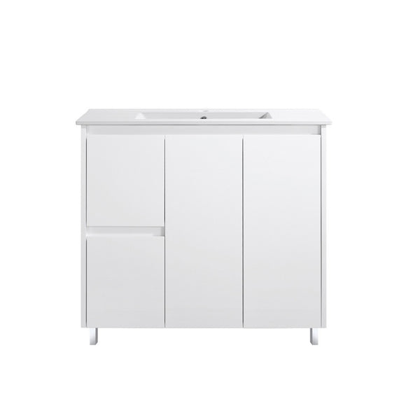 PS900L | 900mm PVC White Vanity (Left Sided Drawer)