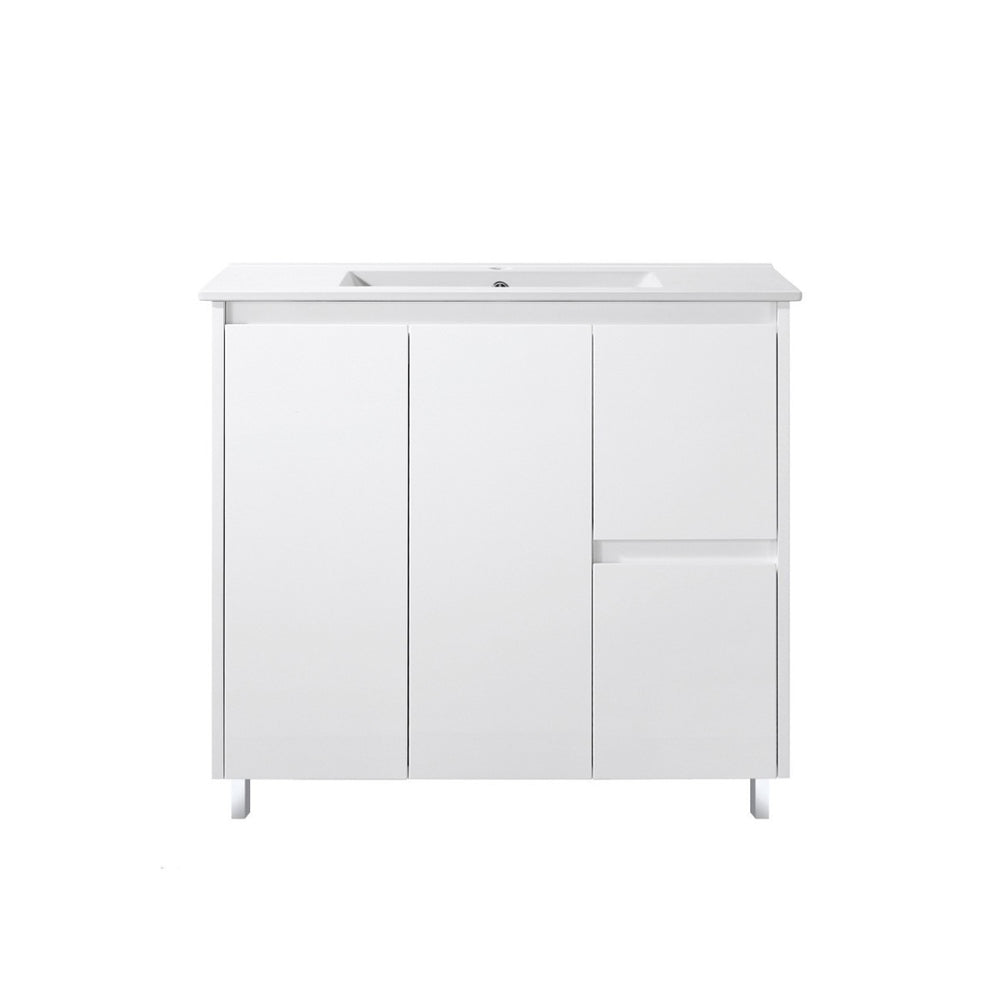 PS900R | 900mm PVC White Vanity (Right Sided Drawer)