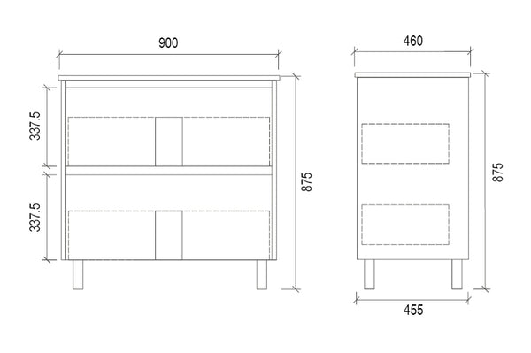 TD900 | 900mm PVC White Vanity