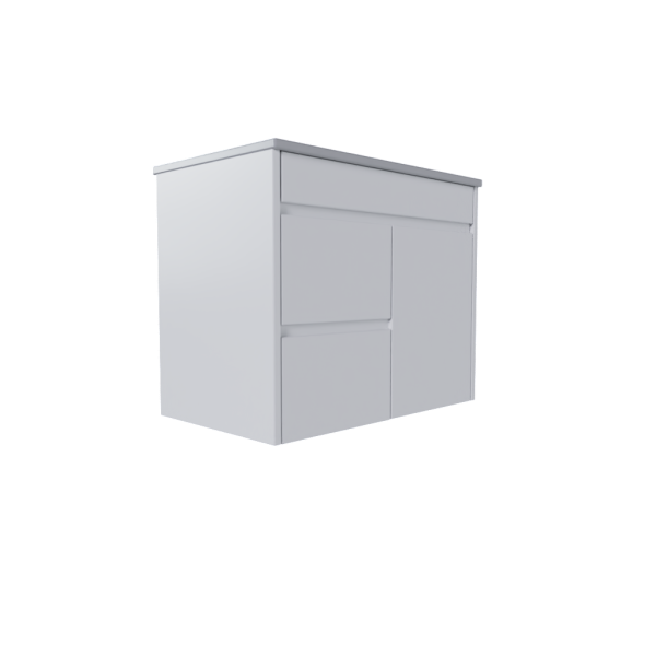 Sharknose 1 Door 2 Drawer Left-Hand Floating Midsize (750mm) Vanity Unit